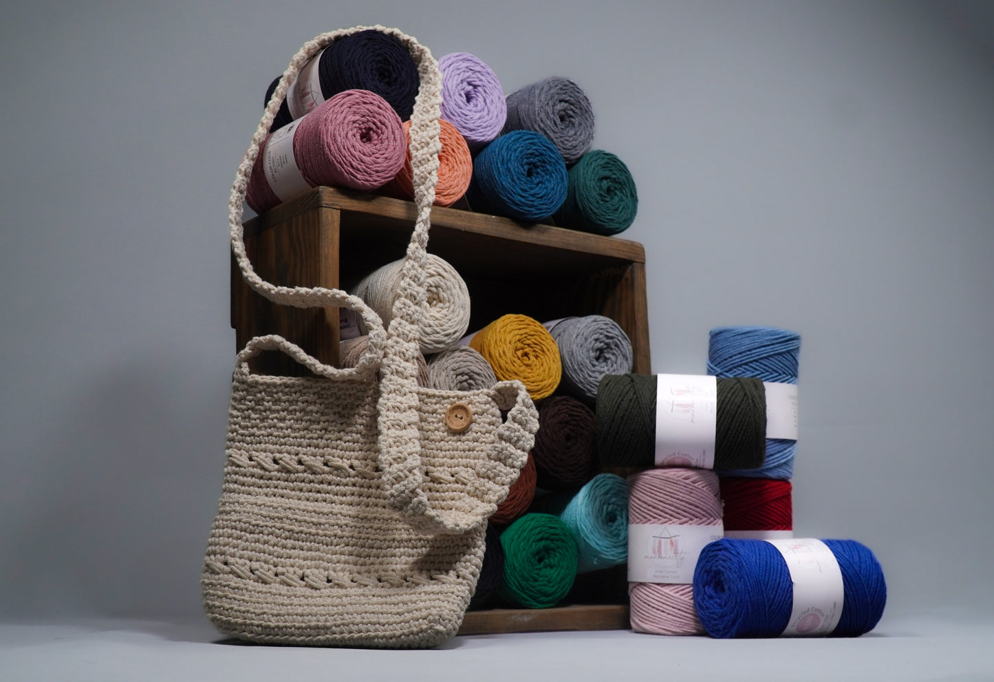 Baumwolle Makramee Garn 2mm x 180m - Latte