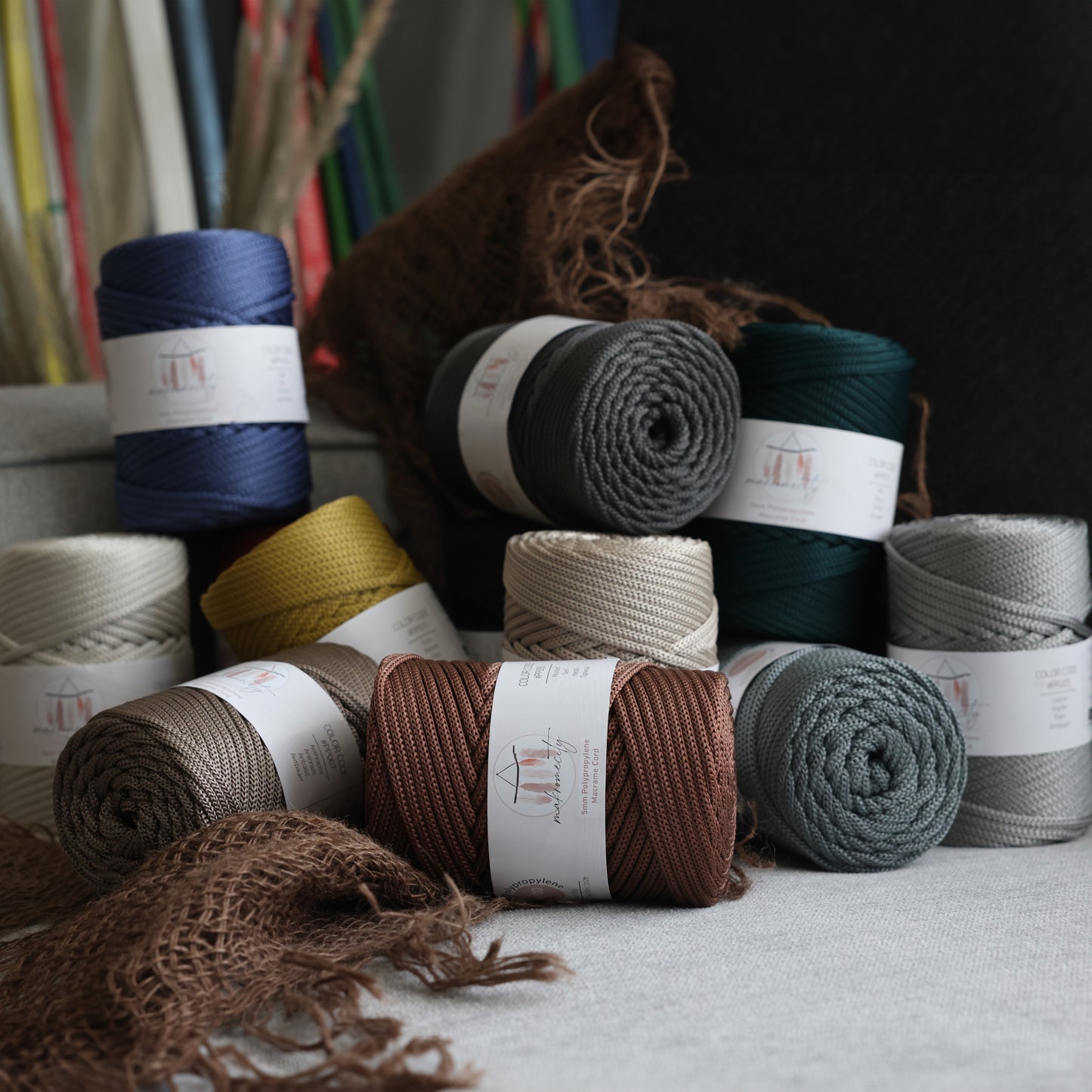 Makramee-Kordel aus Polyester, 2 mm x 125 Yards (375 Fuß), 2 mm Polypropylen – Schwarz