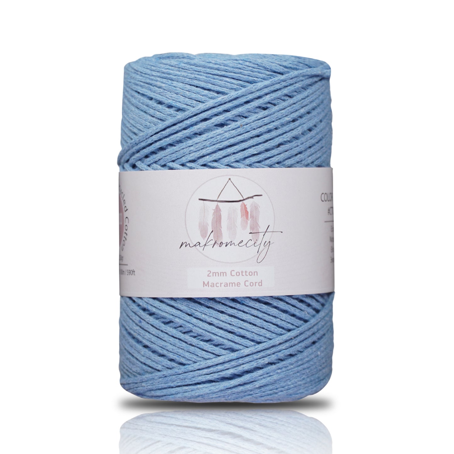 Baumwolle Makramee Garn 2mm x 180m - Babyblau