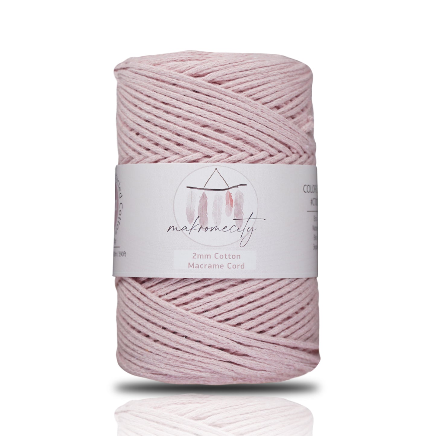 Baumwolle Makramee Garn 2mm x 180m - Babyrosa