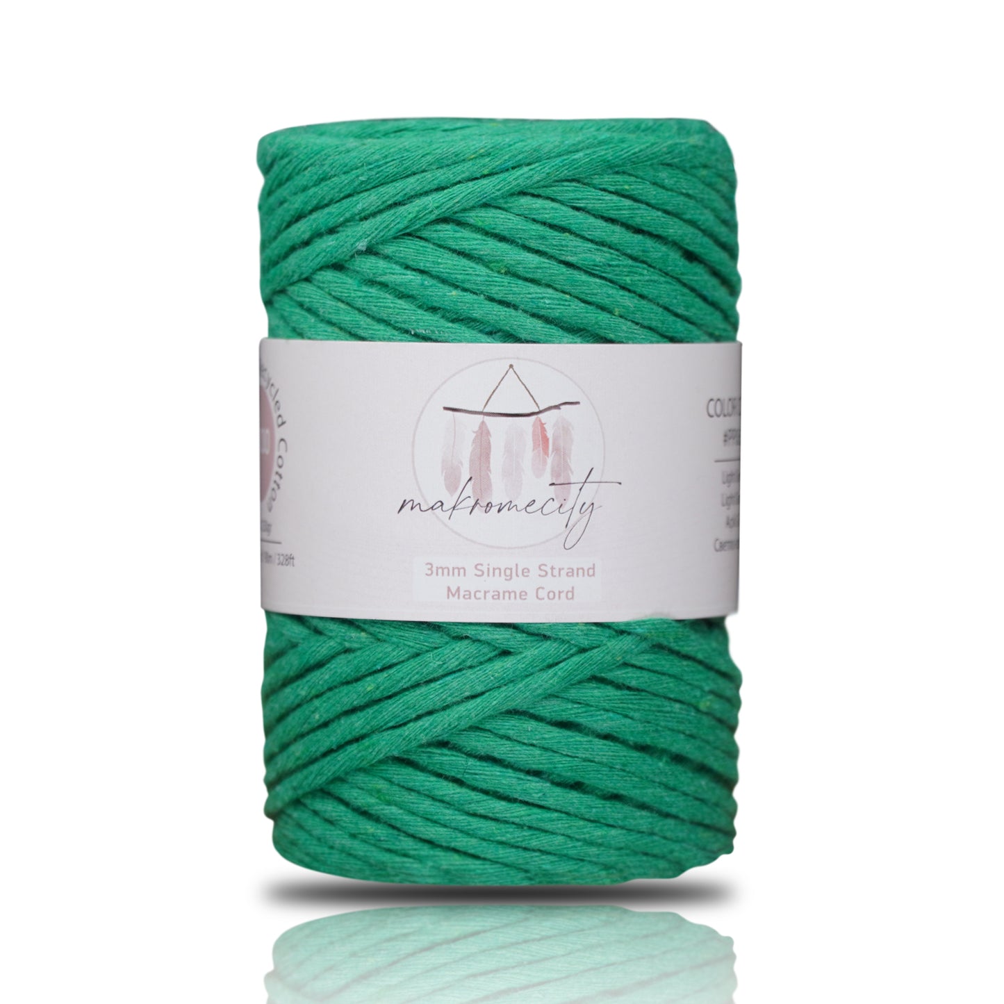 Makramee Garn 3 mm x 100 m Premium Single Twisted Makramee-Schnur – Benetton Grün
