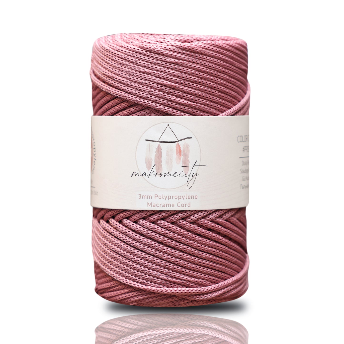 Makramee Garn 3mm x 120m Premium Polyester Macrame Cord - Staubige Rose