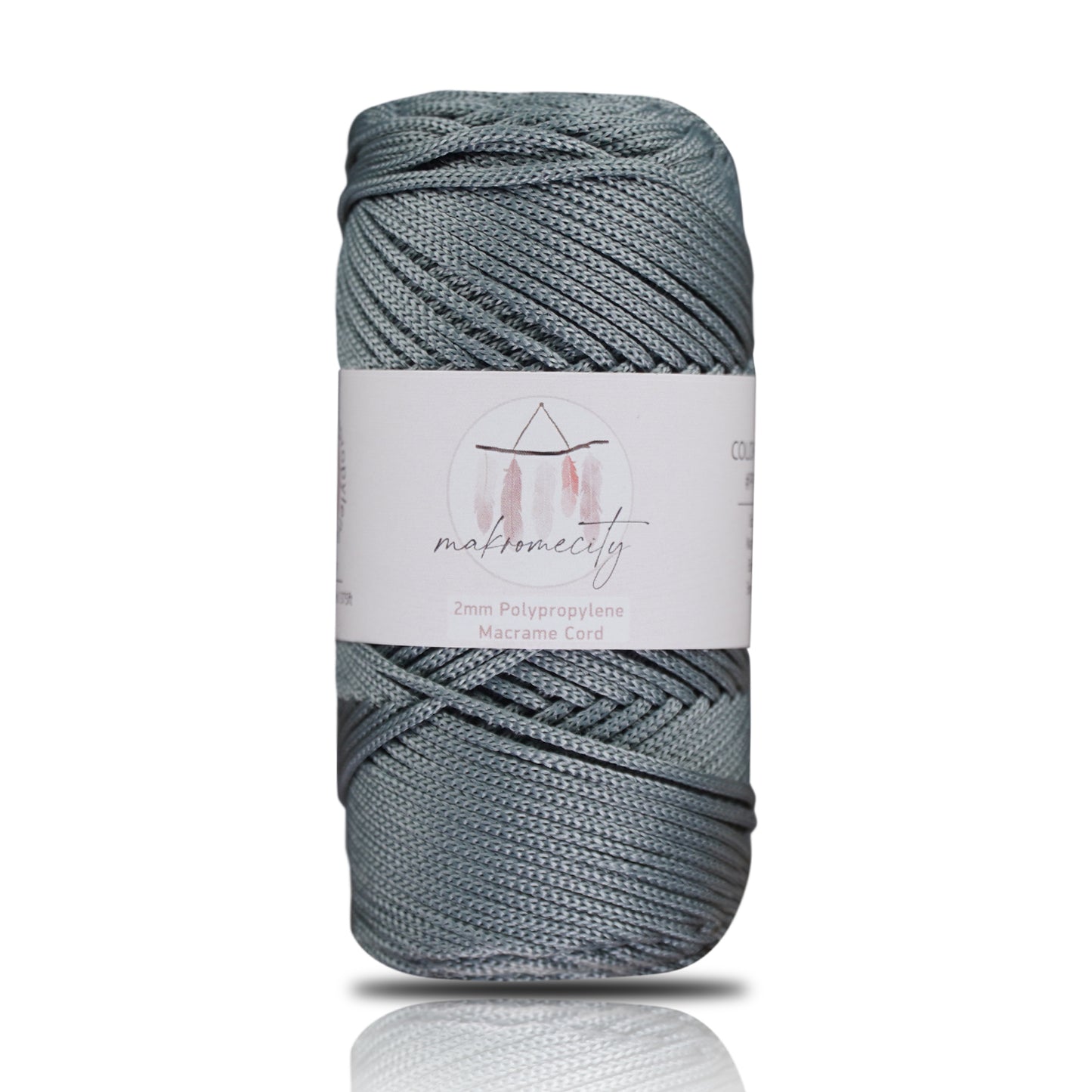 Makramee Garn 2 mm x 115 m Premium-Polyester-Makramee-Schnur – Grau