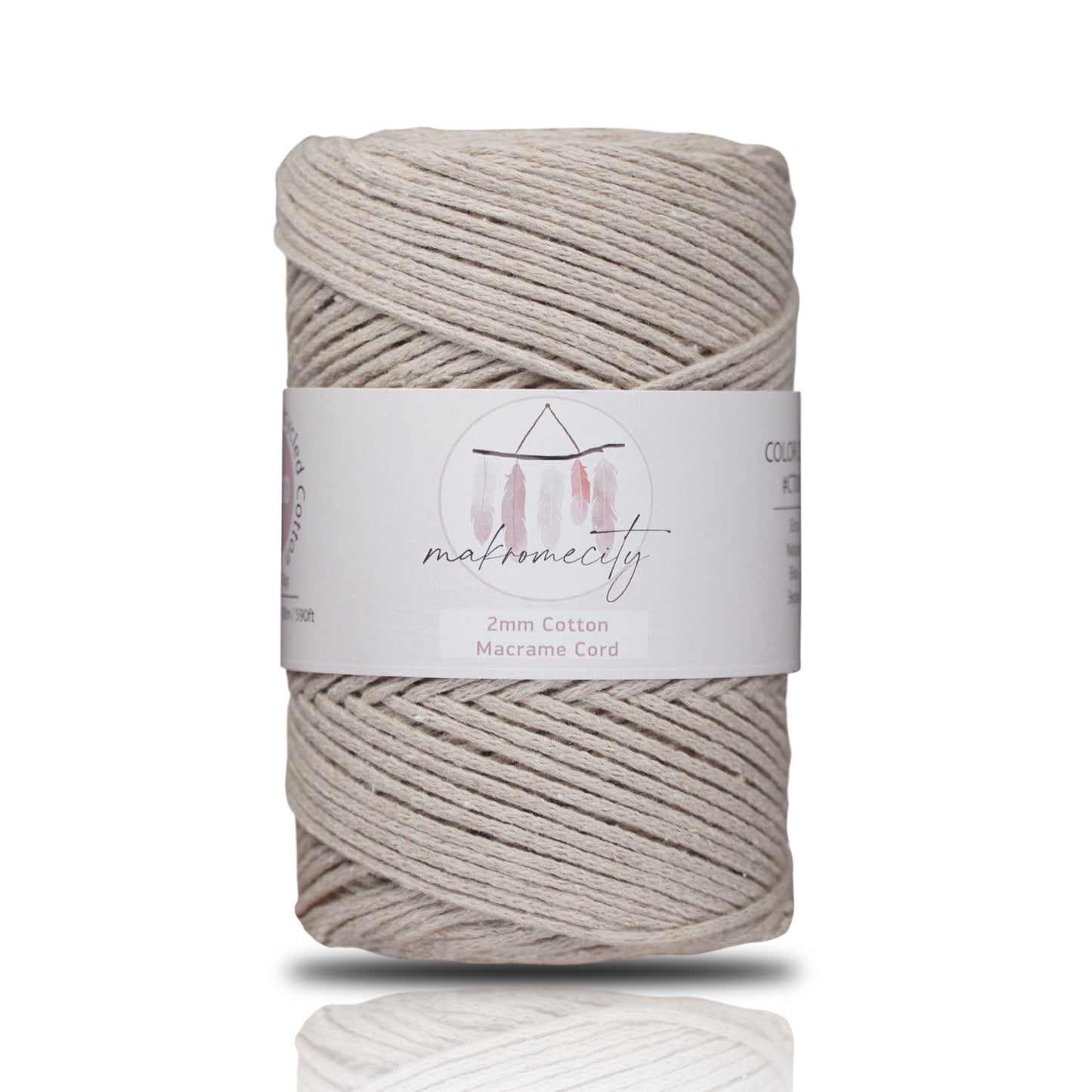 Baumwolle Makramee Garn 2mm x 180m - Latte