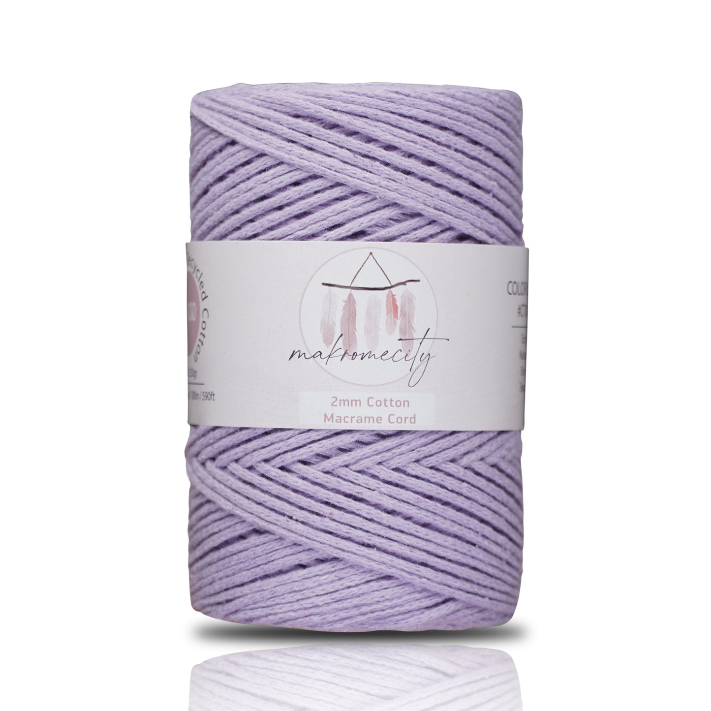 Baumwolle Makramee Garn 2mm x 180m - Lilac