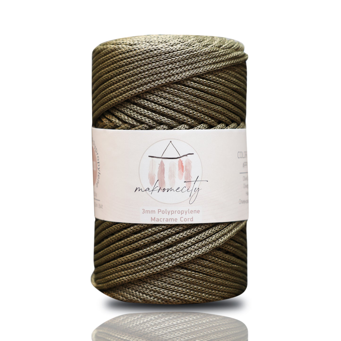 Makramee Garn 3mm x 120m Premium Polyester Macrame Cord - Olivegrün