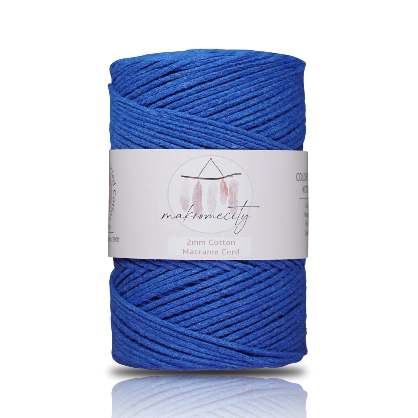 Baumwolle Makramee Garn 2mm x 180m - Sax Blau