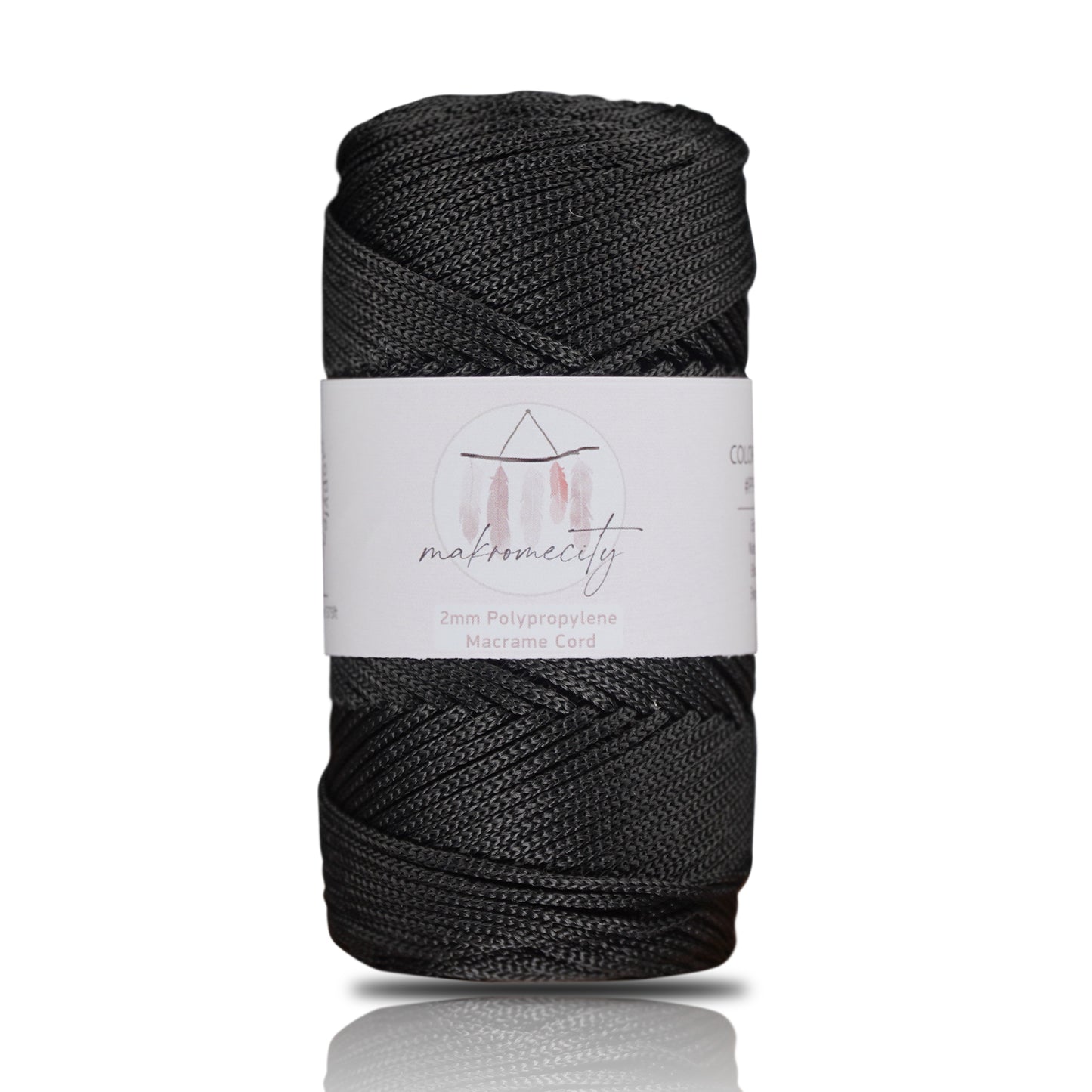 Makramee Garn 2mm x 115m Premium Polyester Makrameeschnur - Schwarz