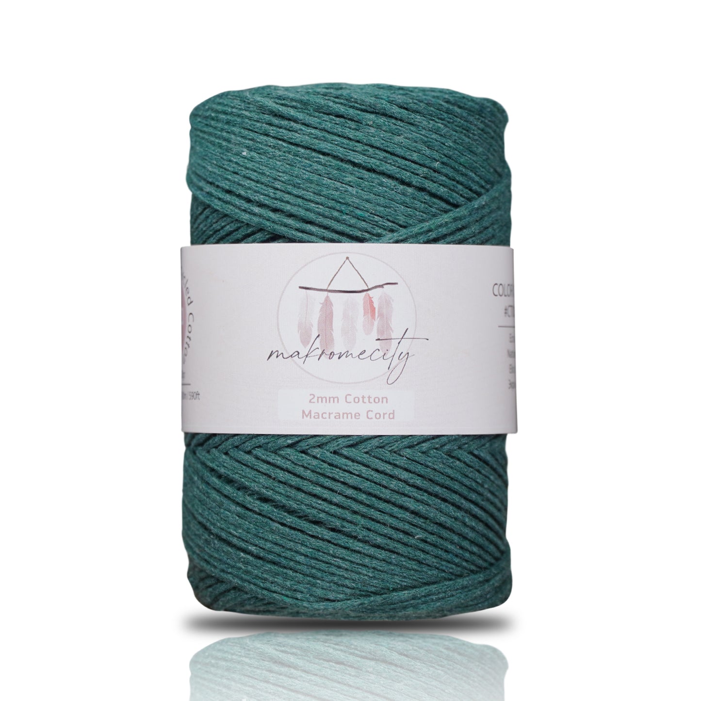 Baumwolle Makramee Garn 2mm x 180m - Wald Grün