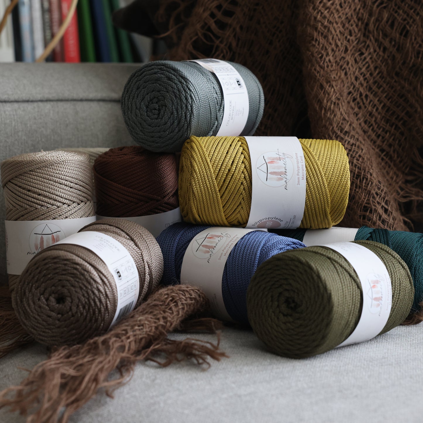 Makramee Garn 3mm x 120m Premium Polyester Macrame Cord - Nerz
