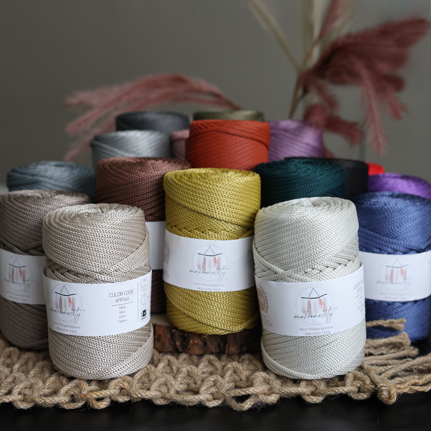 Makramee-Kordel aus Polyester, 2 mm x 125 Yards (375 Fuß), 2 mm Polypropylen – Schwarz 