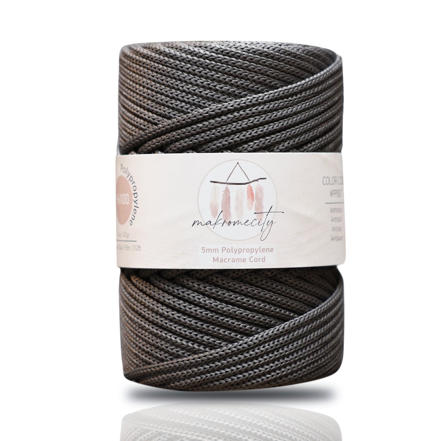 Makramee-Kordel aus Polyester, 2 mm x 125 Yards (375 Fuß), 2 mm Polypropylen – Schwarz 