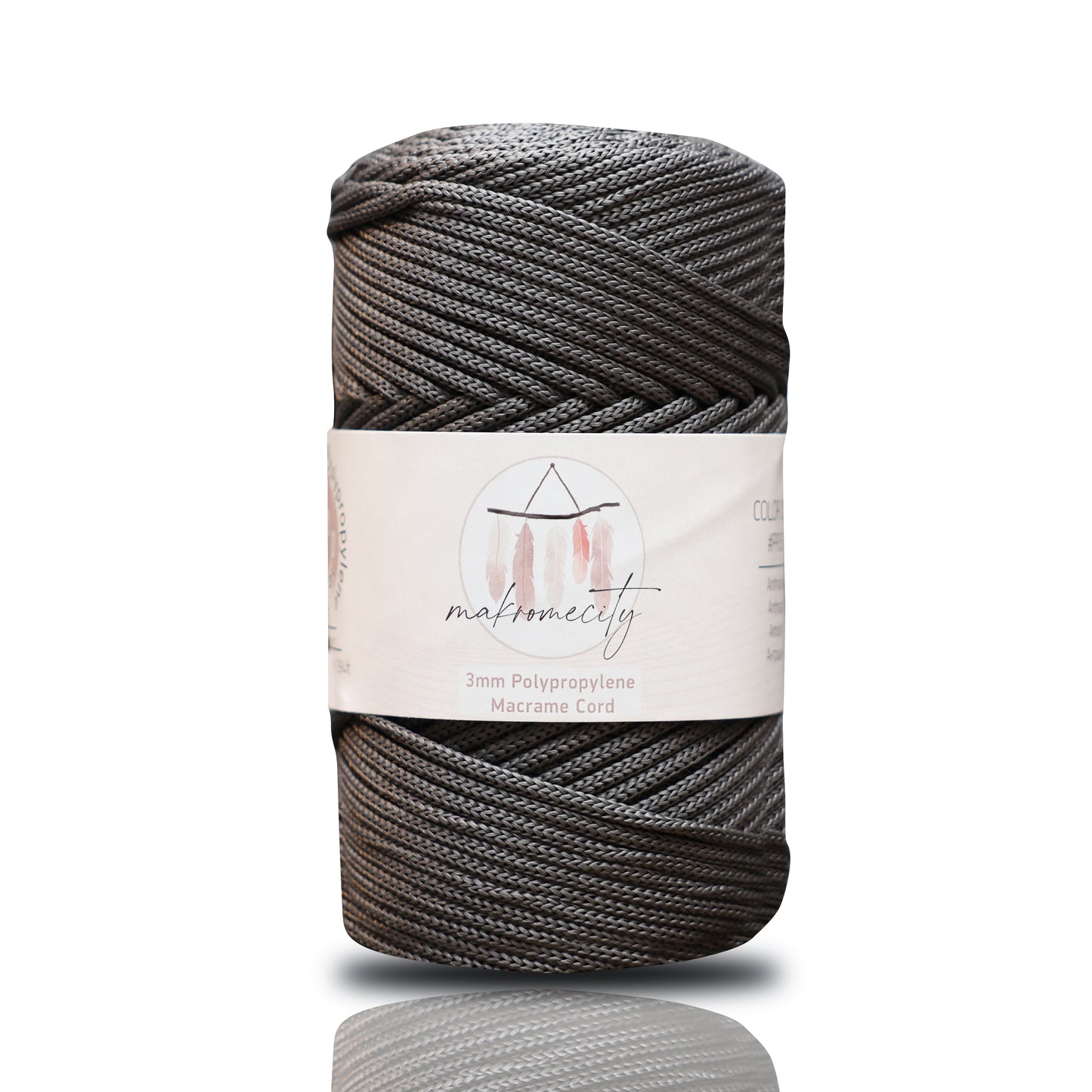 Makramee Garn 3mm x 120m Premium Polyester Macrame Cord - Anthrazit