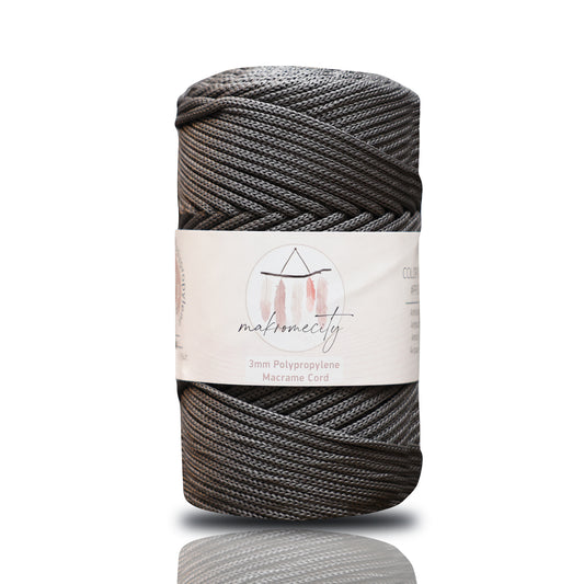 Makramee Garn 3mm x 120m Premium Polyester Macrame Cord - Anthrazit