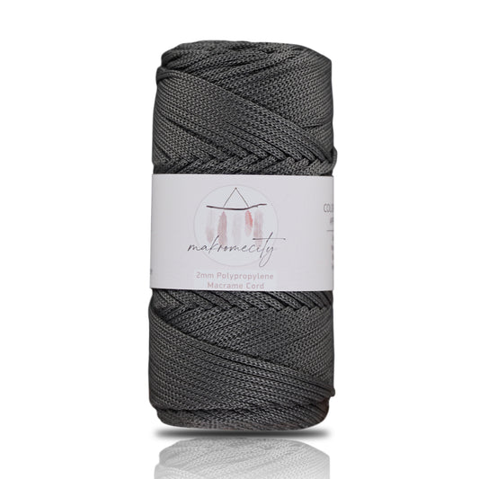 Makramee Garn 2mm x 115m Premium Polyester Macrame Cord - Anthrazit