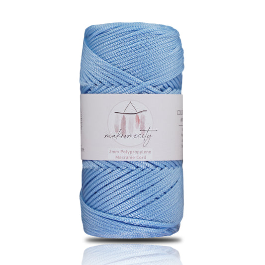 Makramee Garn 2mm x 115m Premium Polyester Macrame Cord - Baby Blau