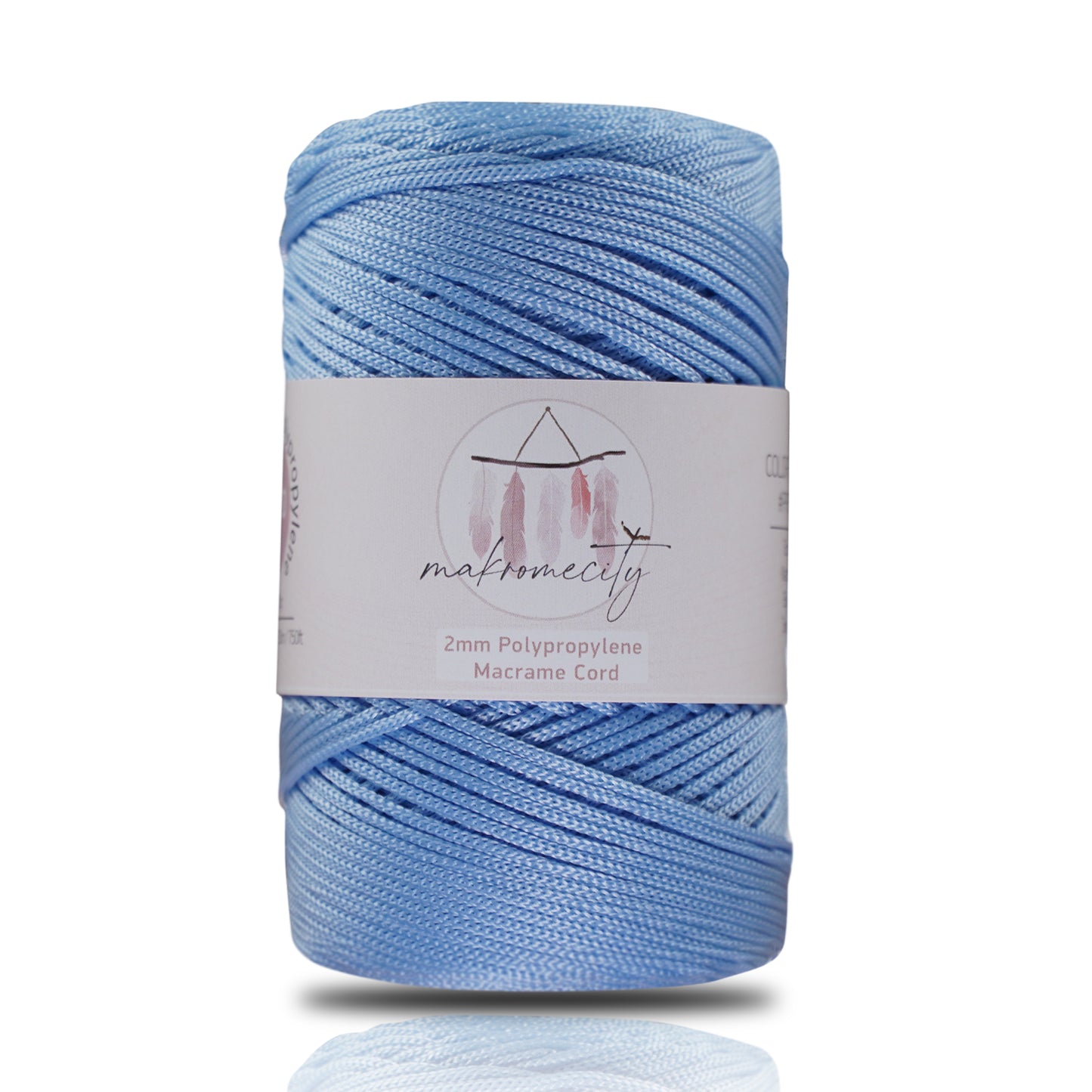 Makramee Garn 2mm x 230m Premium Polyester Macrame Cord - Babyblau