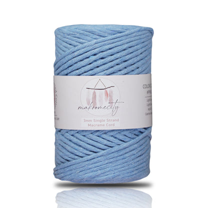 Makramee Garn 3 mm x 100 m Premium Single Twisted Makramee-Schnur – Babyblau 
