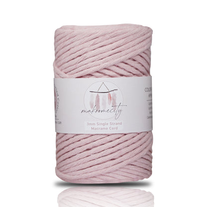 Makramee Garn 3 mm x 100 m Premium Single Twisted Makramee-Kordel – Babyrosa 