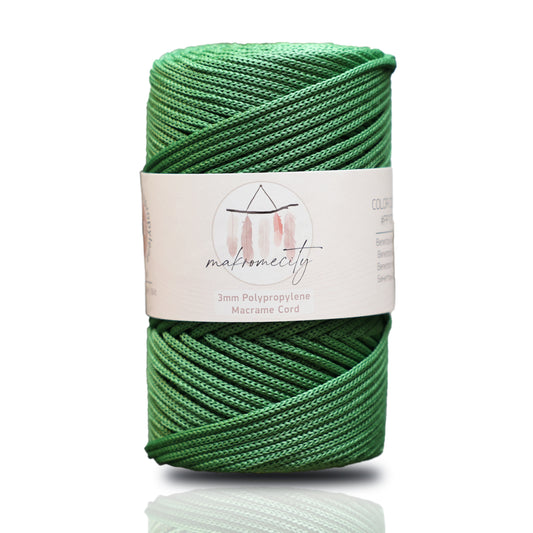 Makramee Garn 3mm x 120m Premium Polyester Macrame Cord - Benetton Grün