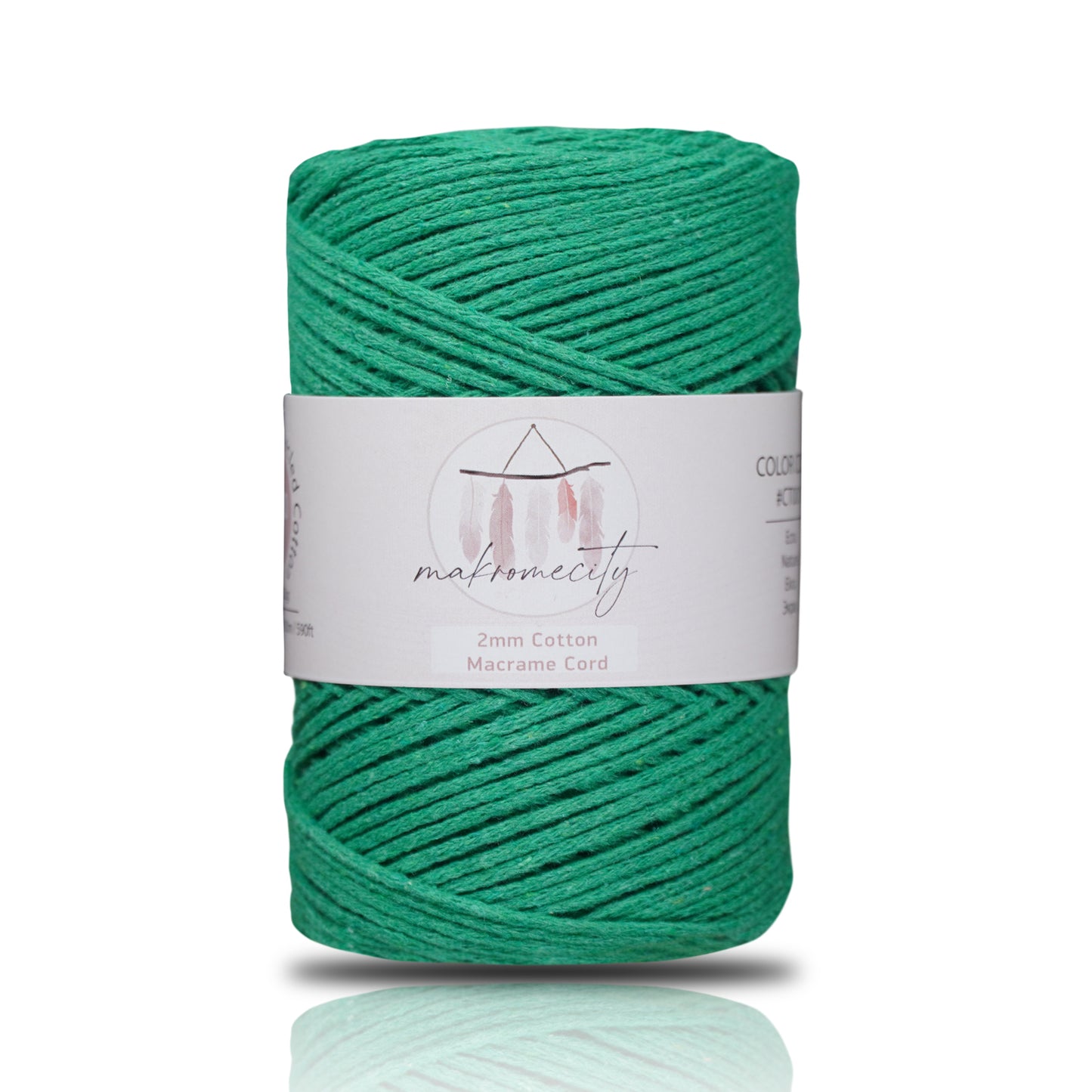Baumwolle Makramee Garn 2mm x 180m - Benetton Grün 