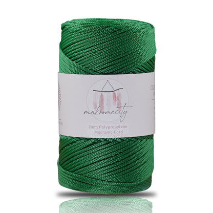 Makramee Garn 2mm x 230m Premium Polyester Macrame Cord - Benetton Grün