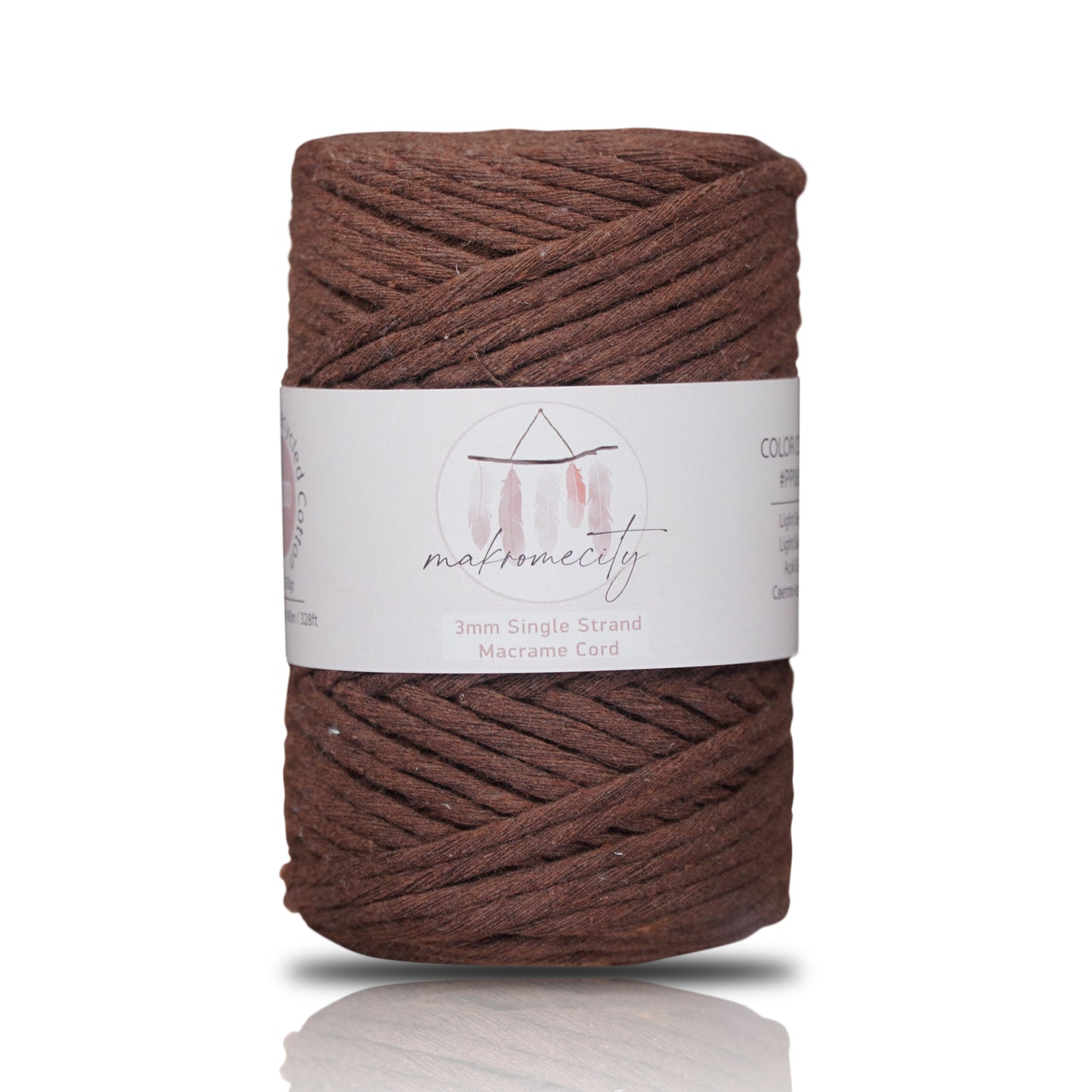Makramee Garn 3 mm x 100 m Premium Single Twisted Makramee-Schnur – Bitterkaffee 