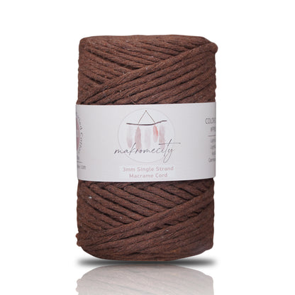 Makramee Garn 3 mm x 100 m Premium Single Twisted Makramee-Schnur – Bitterkaffee 