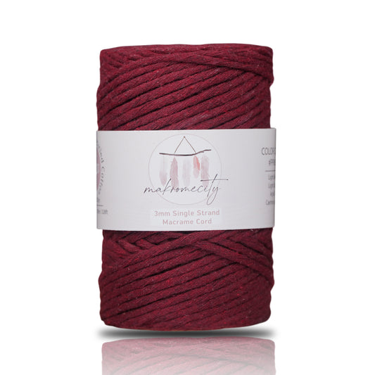 Makramee Garn 3mm x 100m Premium Single Twisted Macrame Cord - Burgunderrot