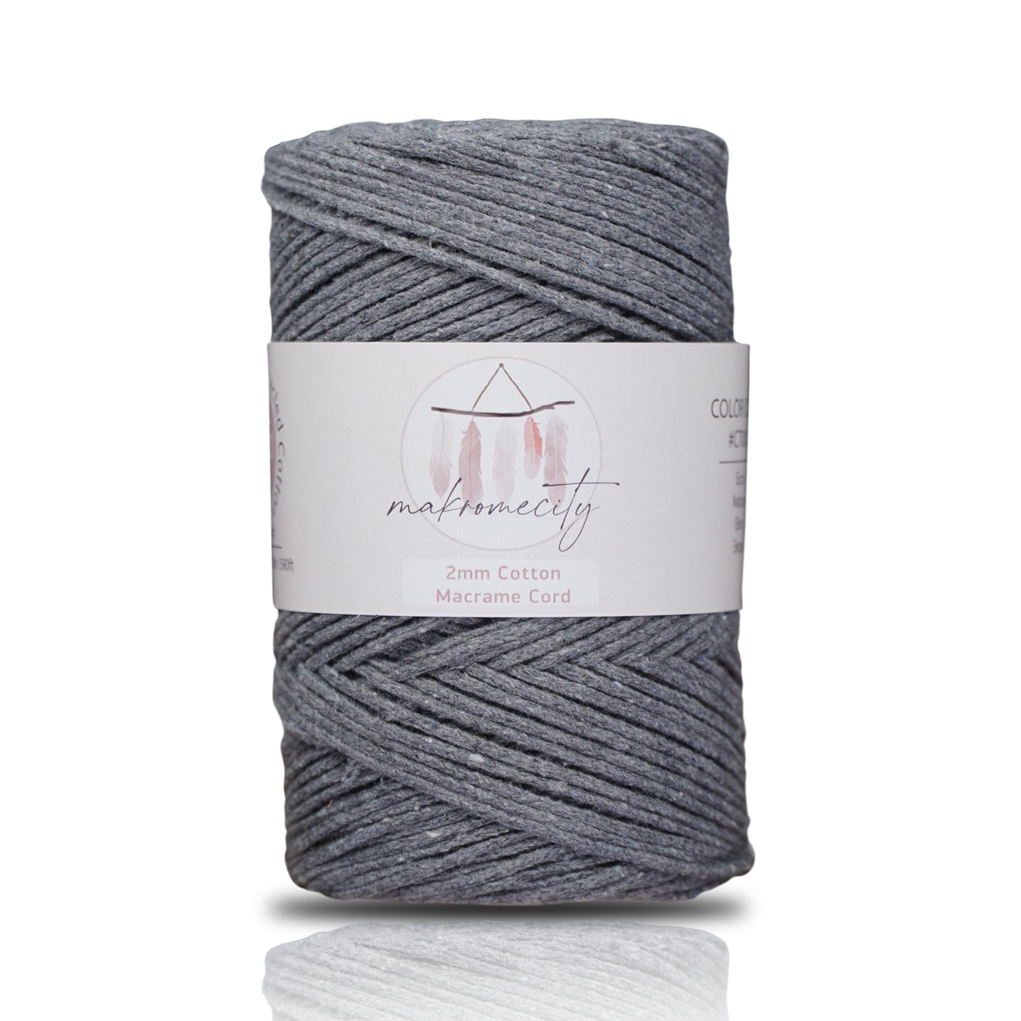 Baumwolle Makramee Garn 2mm x 180m - Dark Grau
