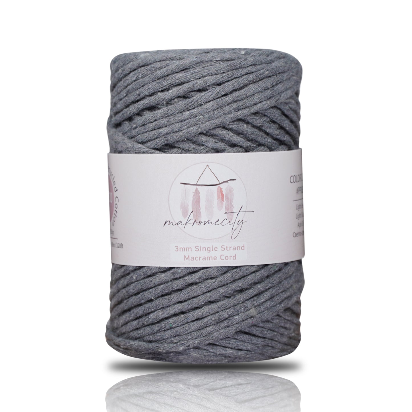 Makramee Garn 3 mm x 100 m Premium Single Twisted Makramee-Schnur – Dunkelgrau 
