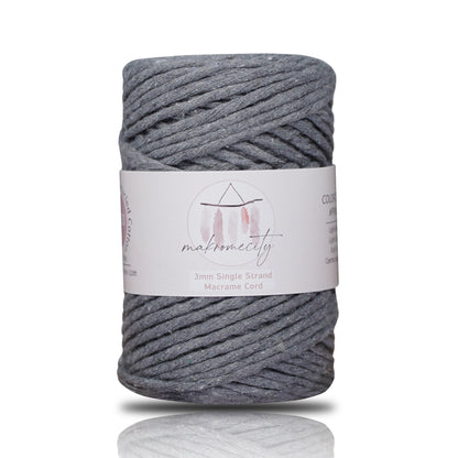 Makramee Garn 3 mm x 100 m Premium Single Twisted Makramee-Schnur – Dunkelgrau 