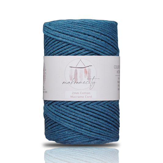 Baumwolle Makramee Garn 2mm x 180m - Denim Blau