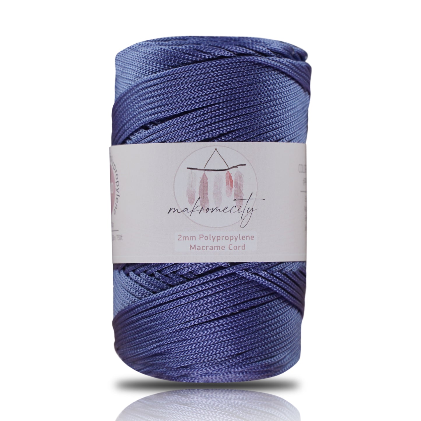 Makramee Garn 2mm x 230m Premium Polyester Macrame Cord - Denim Blau