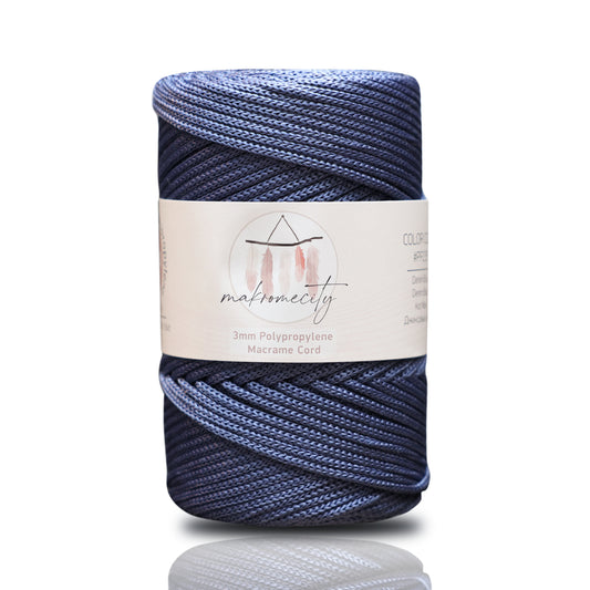 Makramee Garn 3mm x 120m Premium Polyester Macrame Cord - Denim Blau