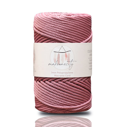 Makramee Garn 3mm x 120m Premium Polyester Macrame Cord - Staubige Rose