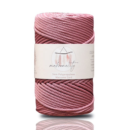 Makramee Garn 3mm x 120m Premium Polyester Macrame Cord - Staubige Rose