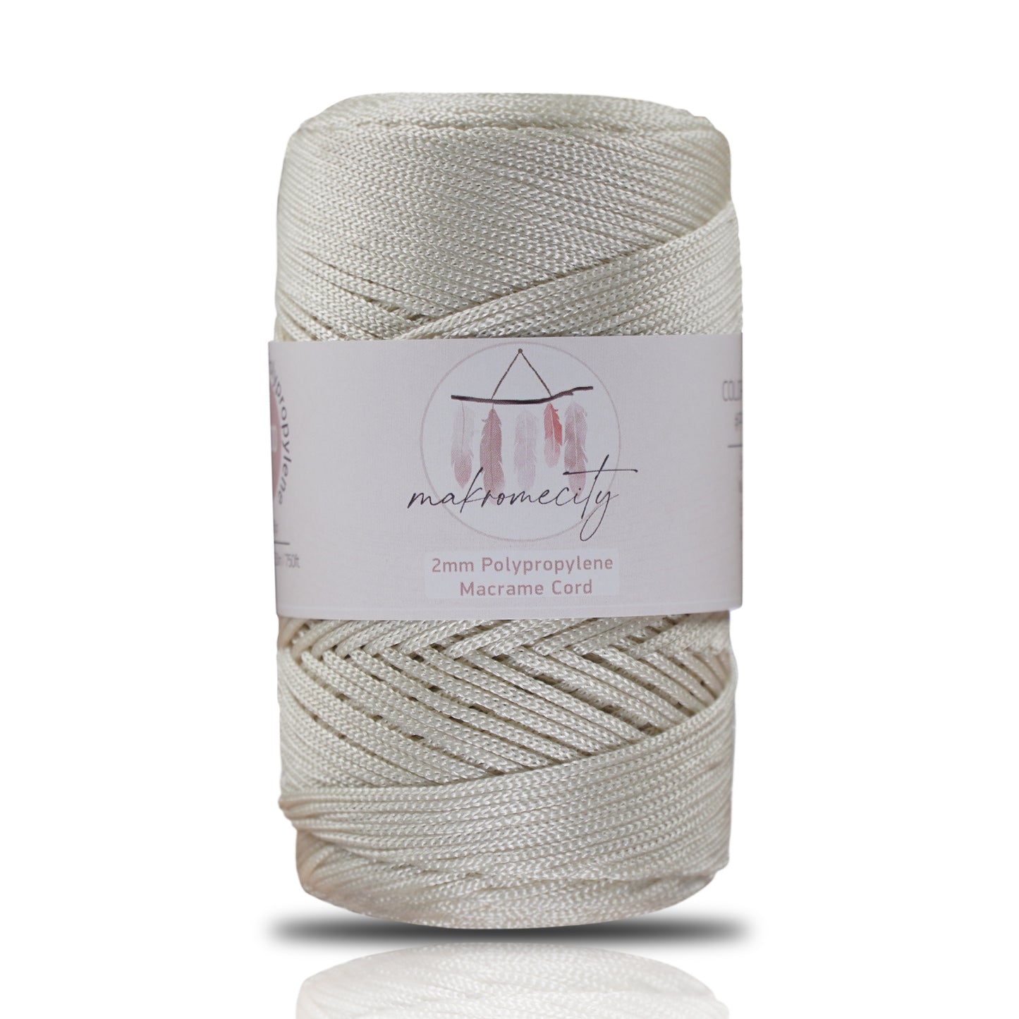 Makramee Garn 2mm x 230m Premium Polyester Macrame Cord - Naturel (Ecru)