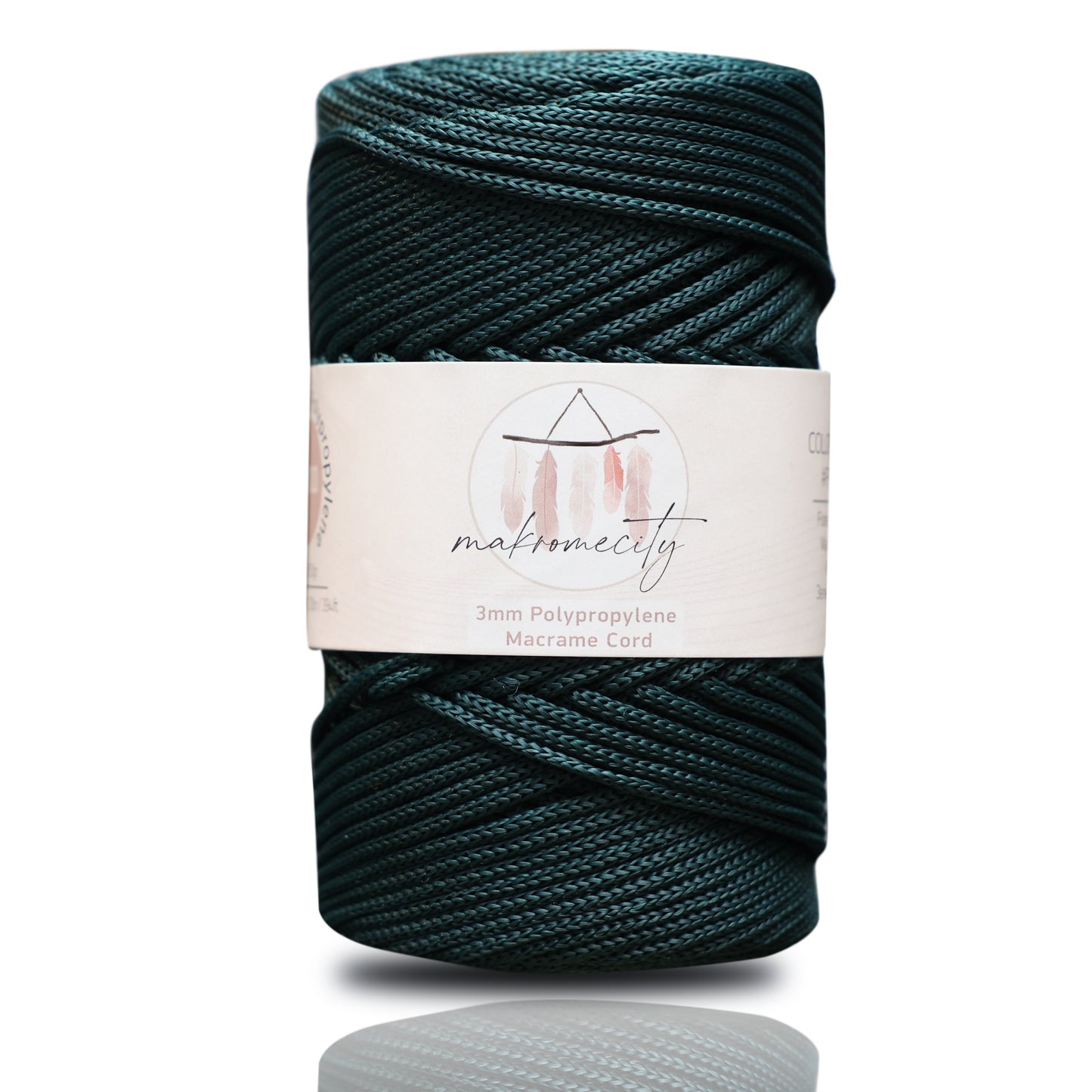 Makramee Garn 3mm x 120m Premium Polyester Macrame Cord - Wald Grün