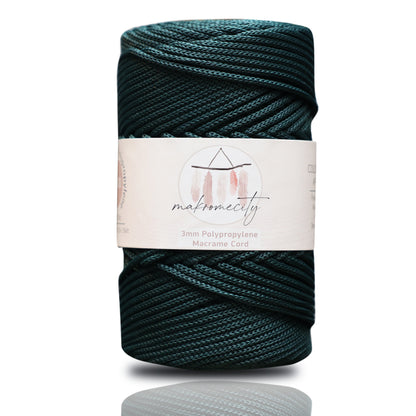 Makramee Garn 3mm x 120m Premium Polyester Macrame Cord - Wald Grün
