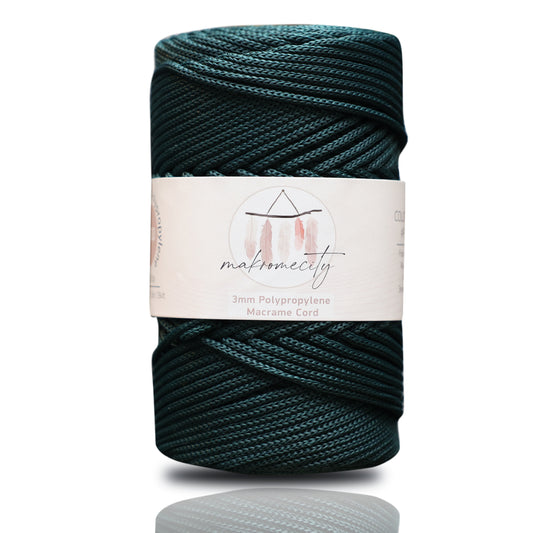 Makramee Garn 3mm x 120m Premium Polyester Macrame Cord - Wald Grün