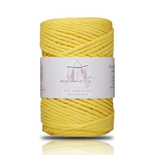 Makramee Garn 3 mm x 100 m Premium Single Twisted Makramee-Schnur – Gelb 