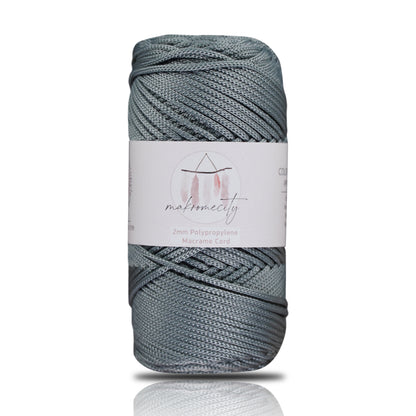 Makramee Garn 2mm x 115m Premium Polyester Macrame Cord - Grau