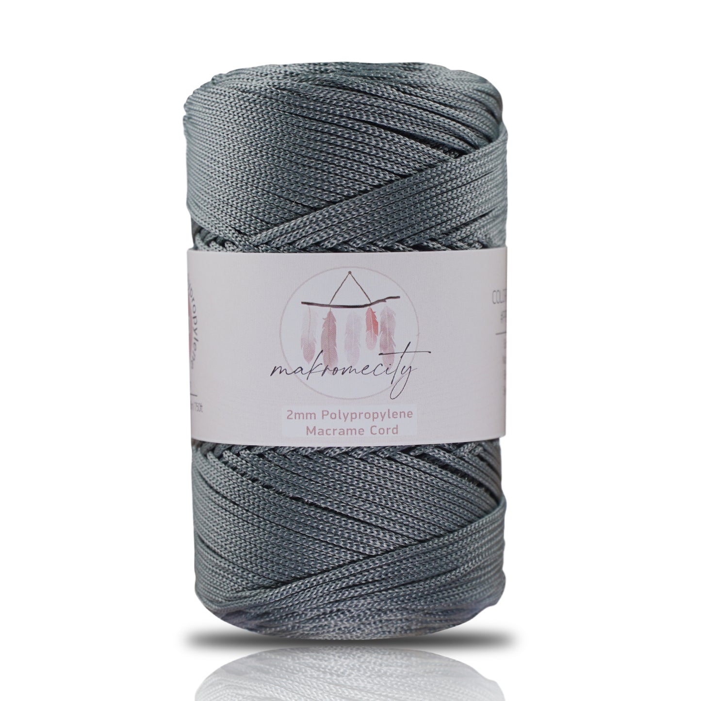 Makramee Garn 2mm x 230m Premium Polyester Macrame Cord - Grau