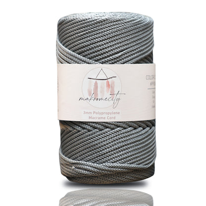 Makramee Garn 3mm x 120m Premium Polyester Macrame Cord - Grau