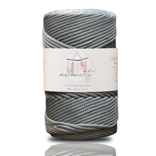 Makramee Garn 3mm x 120m Premium Polyester Macrame Cord - Grau