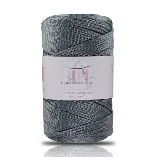Makramee-Kordel aus Polyester, 2 mm x 250 Yards (750 Fuß) – Grau 