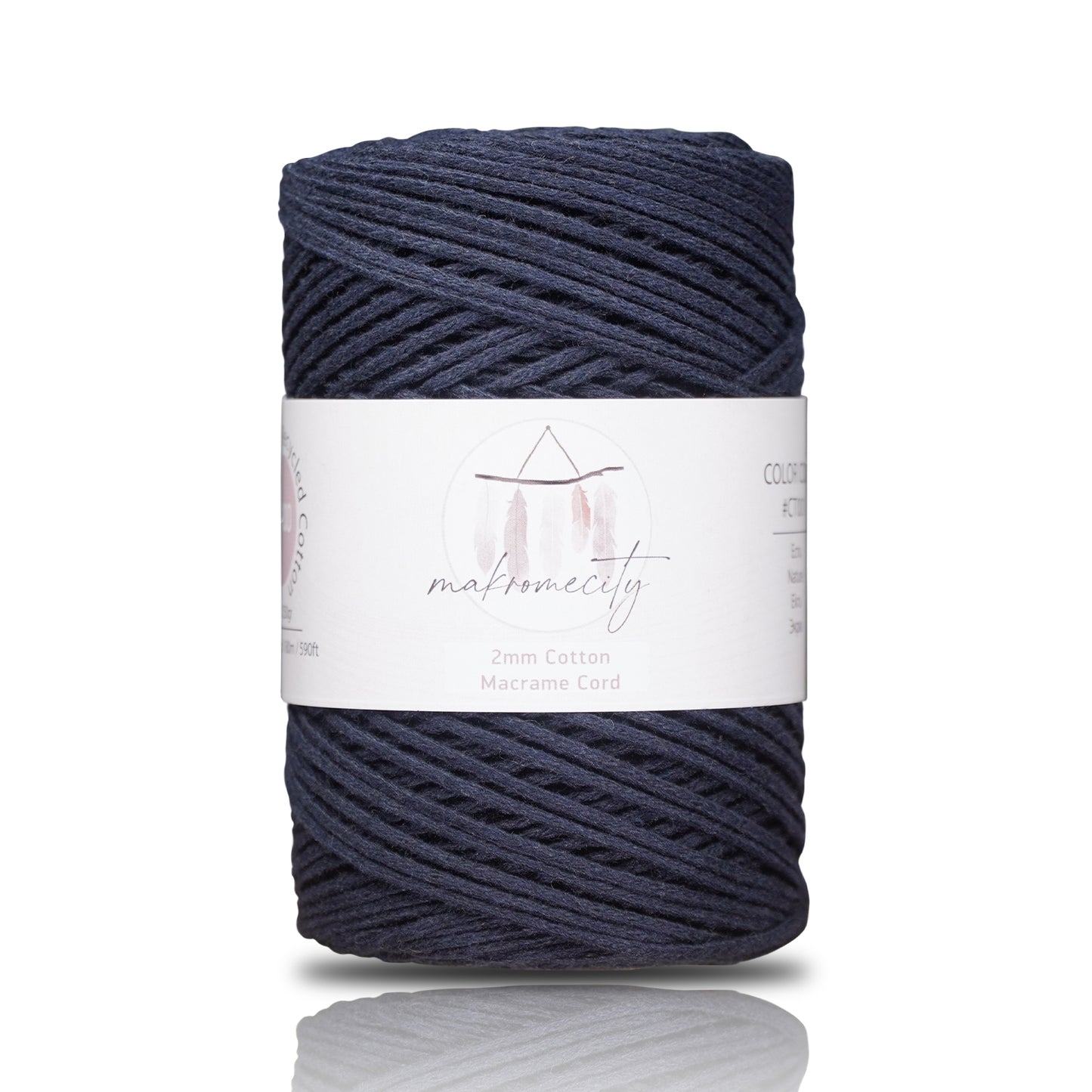 Baumwolle Makramee Garn 2mm x 180m - Indigo Blau