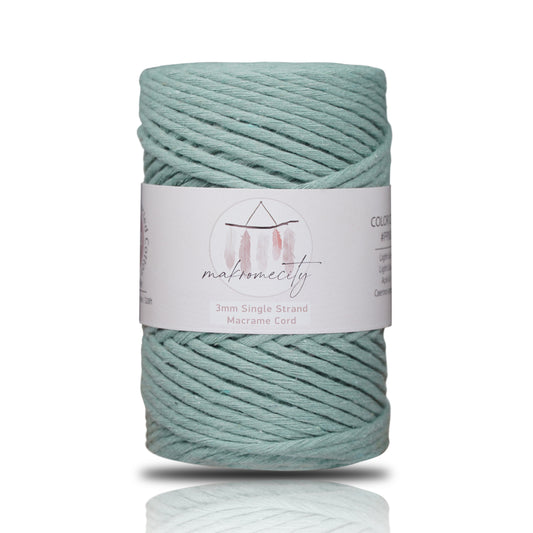 Makramee Garn 3 mm x 100 m Premium Single Twisted Makramee-Schnur – Kreppgrün 