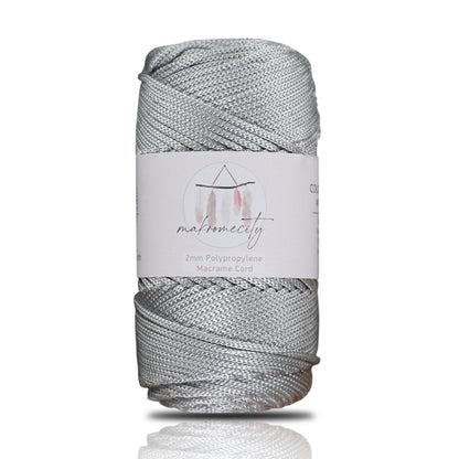 Makramee Garn 2mm x 115m Premium Polyester Macrame Cord - Light Grau